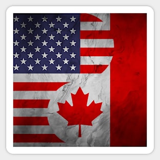 USA Canada Dual Yin Yang Flag Sticker